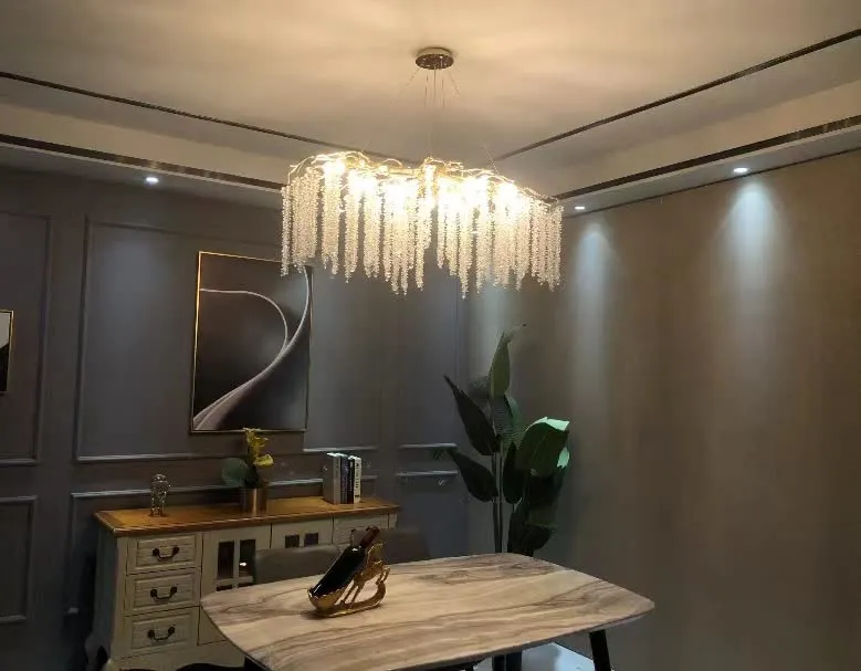 Branch Style Ceiling Light Crystal icicle Chandelier For Dining Table for Modern Home