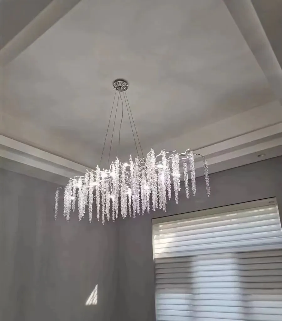 Branch Style Ceiling Light Crystal icicle Chandelier For Dining Table for Modern Home