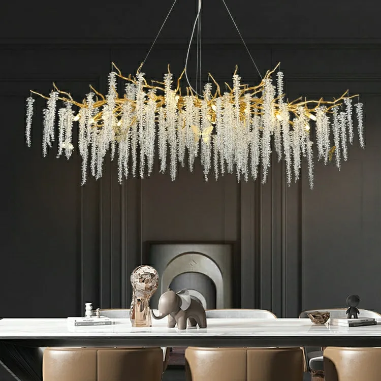 Branch Style Ceiling Light Crystal icicle Chandelier For Dining Table for Modern Home