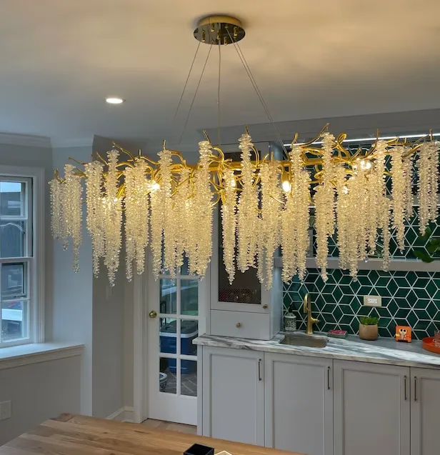 Branch Style Ceiling Light Crystal icicle Chandelier For Dining Table for Modern Home