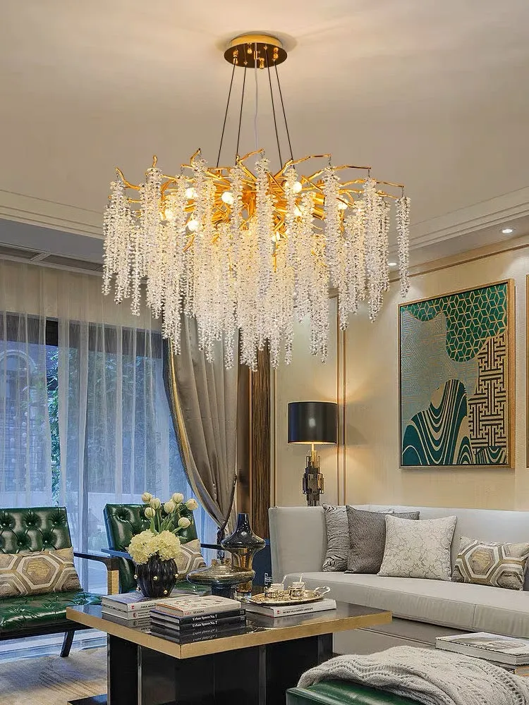 Branch Style Ceiling Light Crystal icicle Chandelier For Dining Table for Modern Home