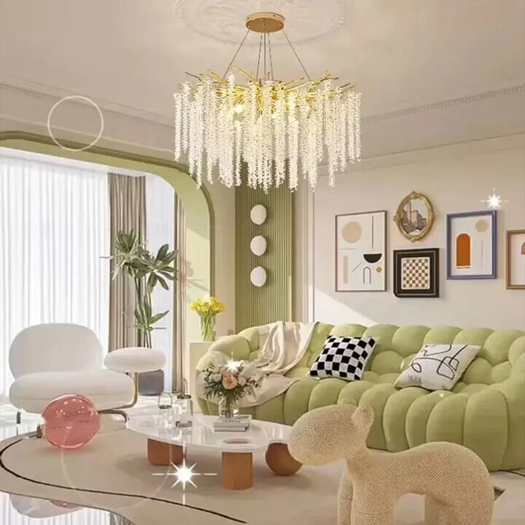 Branch Style Ceiling Light Crystal icicle Chandelier For Dining Table for Modern Home