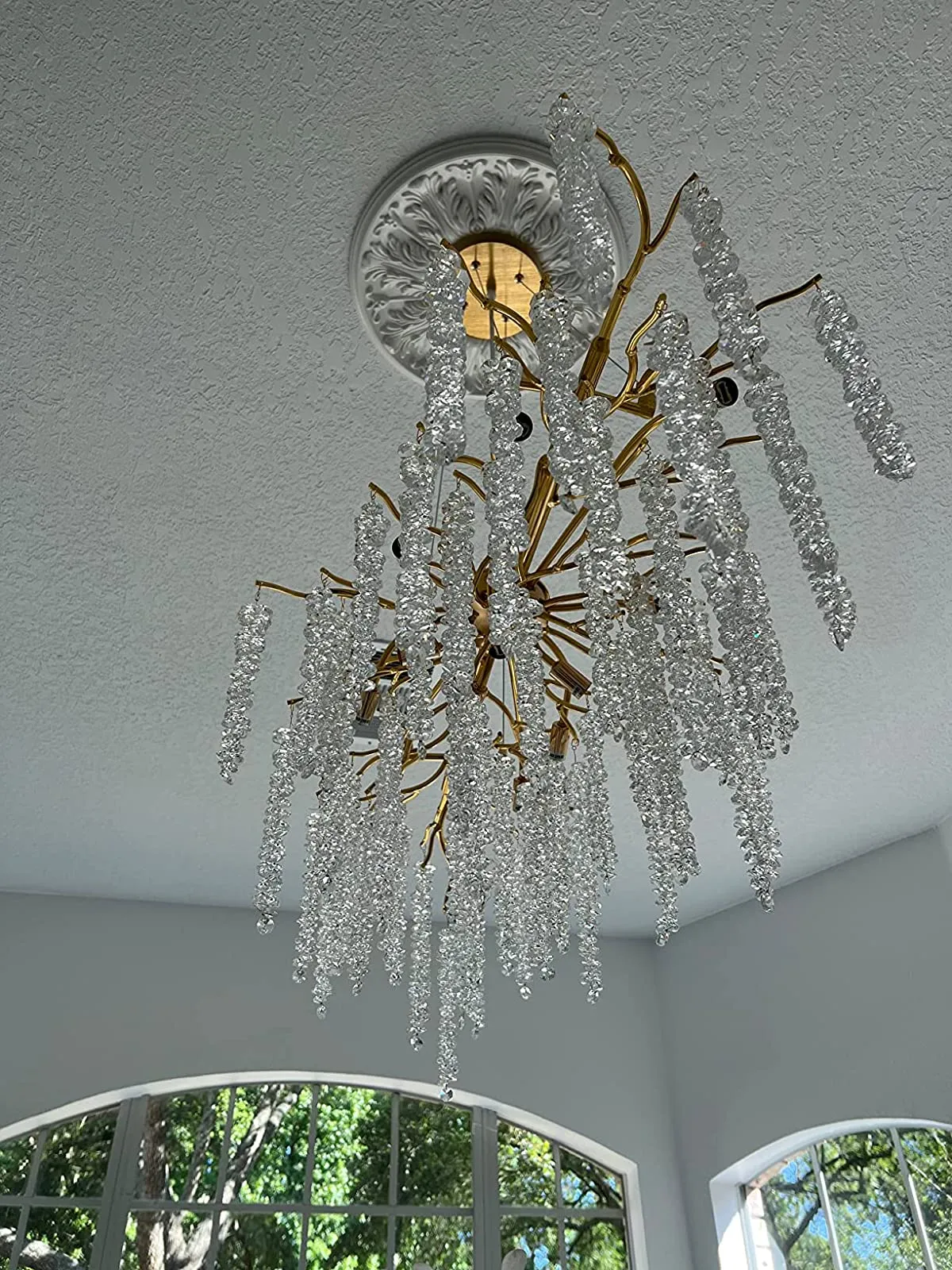 Branch Style Ceiling Light Crystal icicle Chandelier For Dining Table for Modern Home