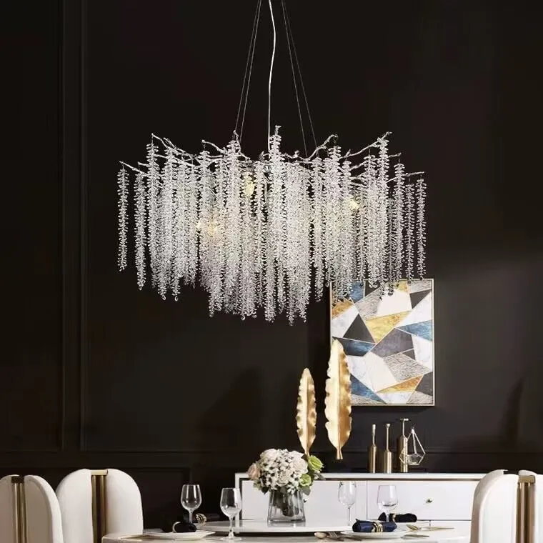 Branch Style Ceiling Light Crystal icicle Chandelier For Dining Table for Modern Home