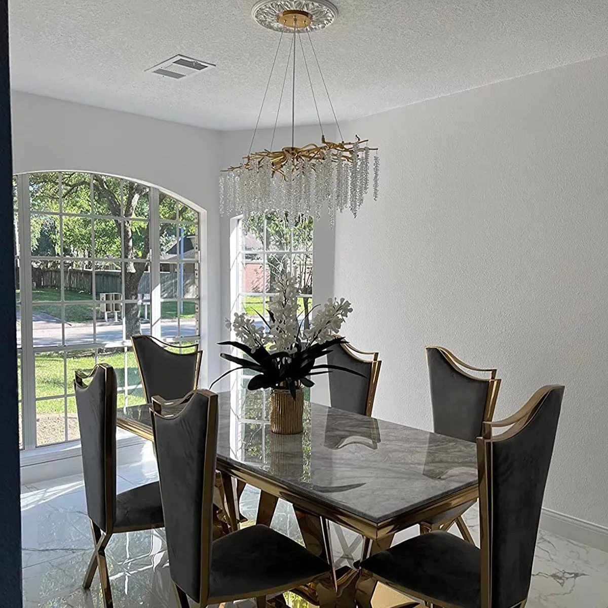 Branch Style Ceiling Light Crystal icicle Chandelier For Dining Table for Modern Home