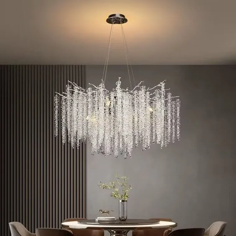 Branch Style Ceiling Light Crystal icicle Chandelier For Dining Table for Modern Home