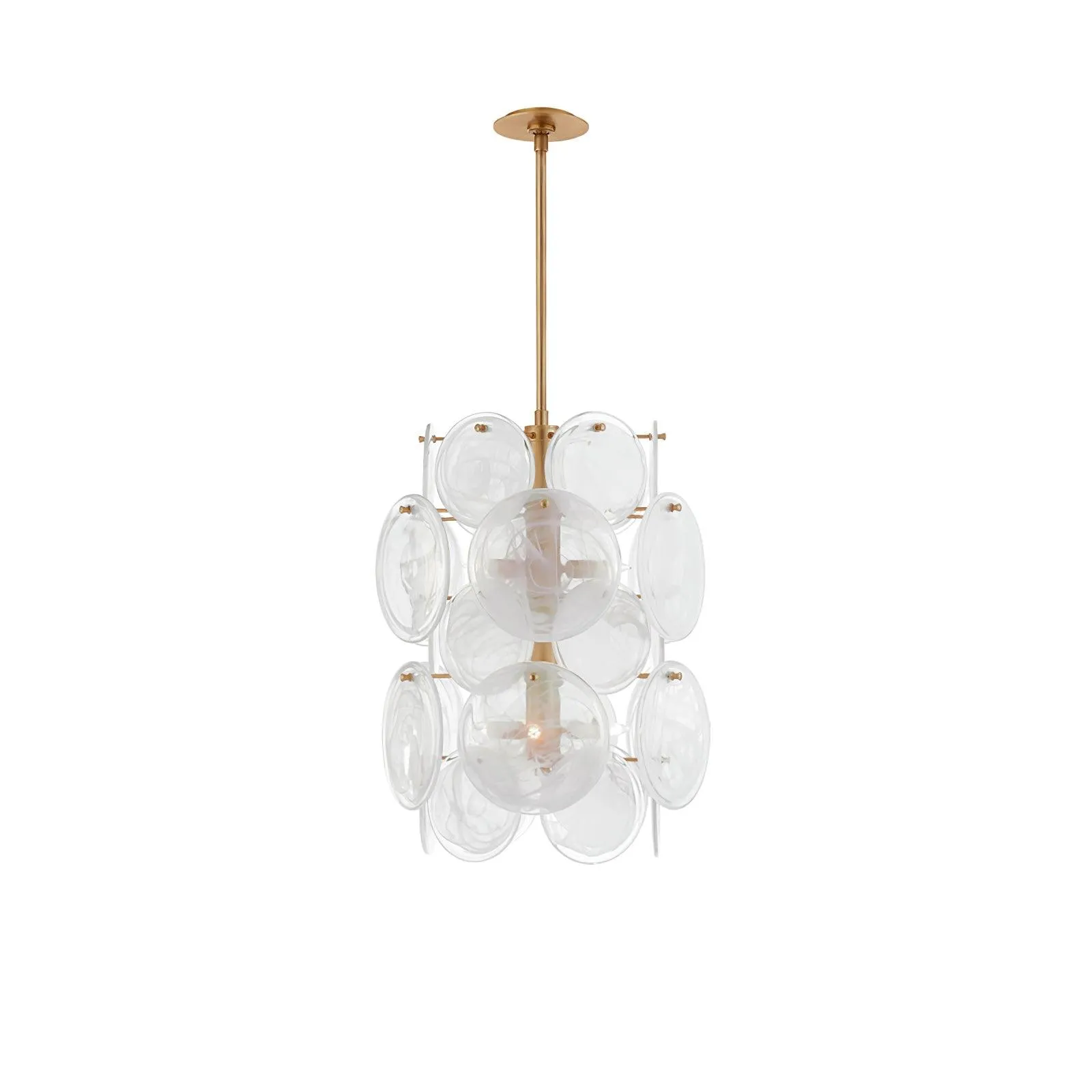 Brass Discs Cascading Chandelier