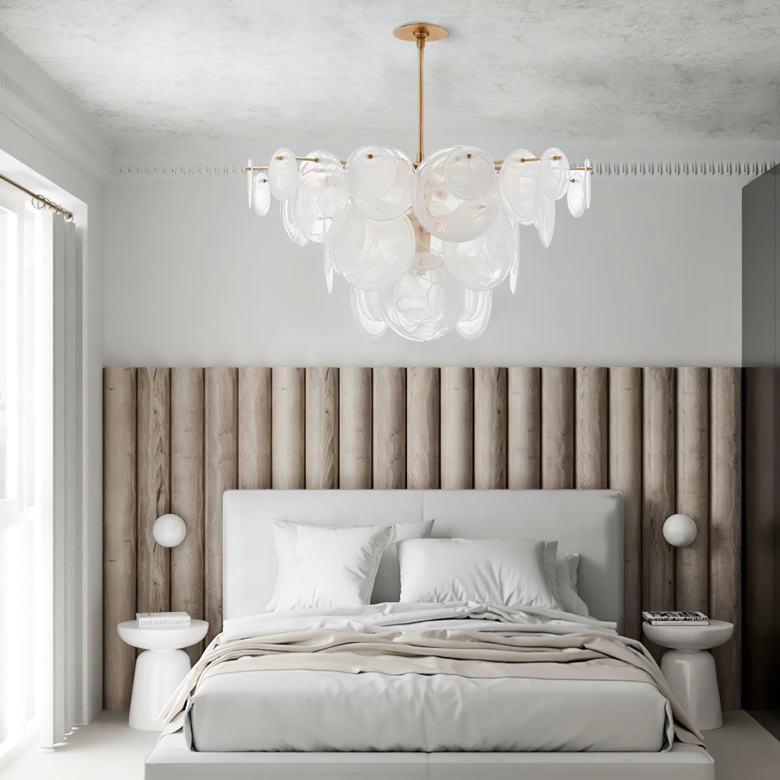 Brass Discs Cascading Chandelier