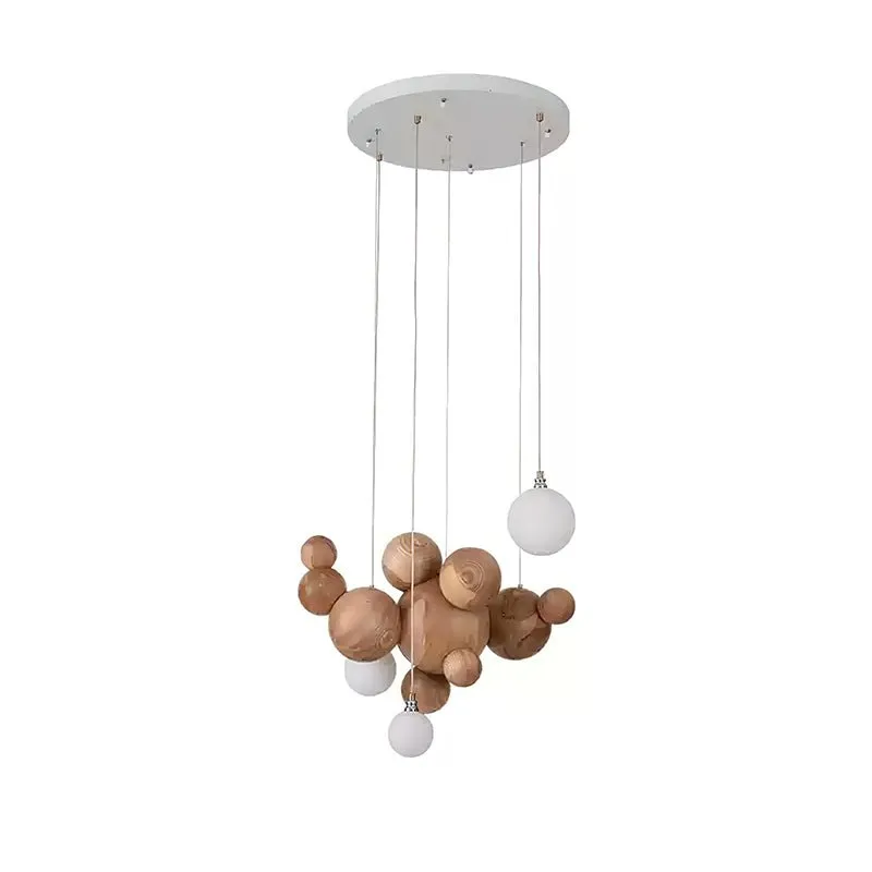 Bubble Wood Balls Chandelier