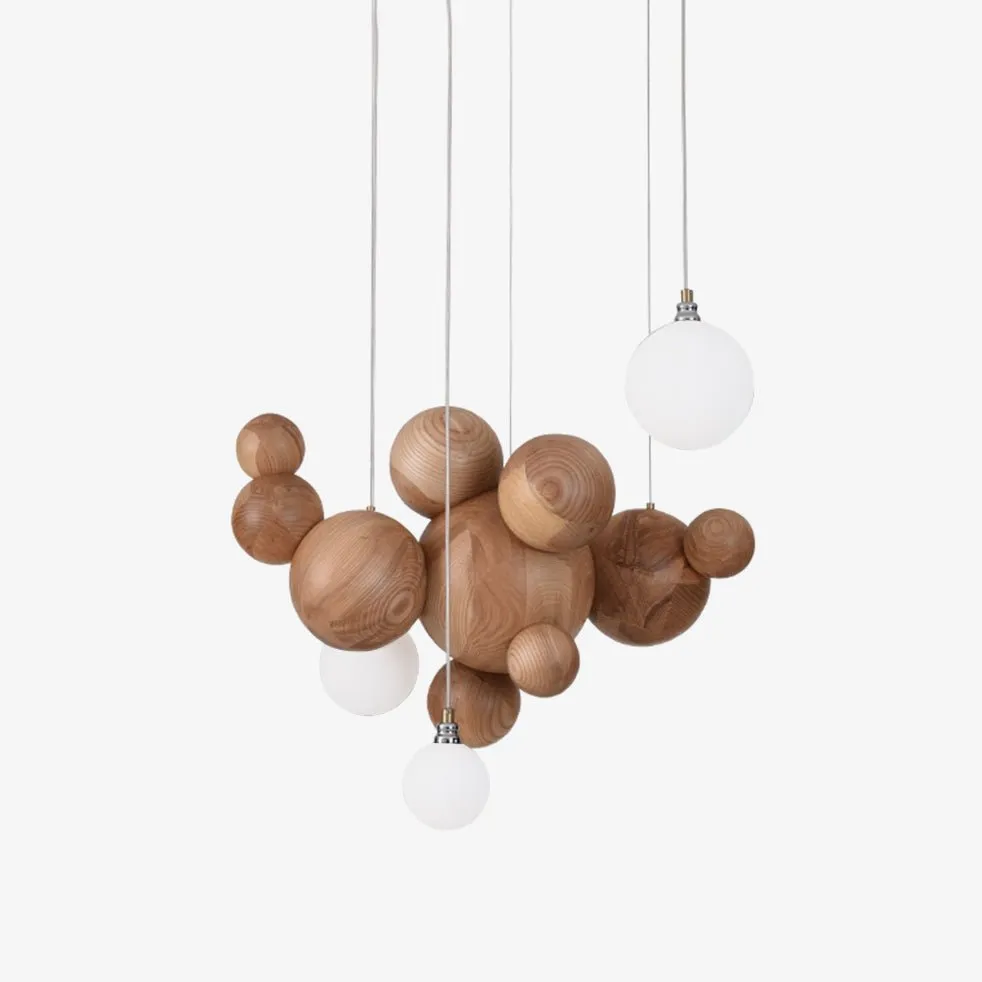 Bubble Wood Balls Chandelier