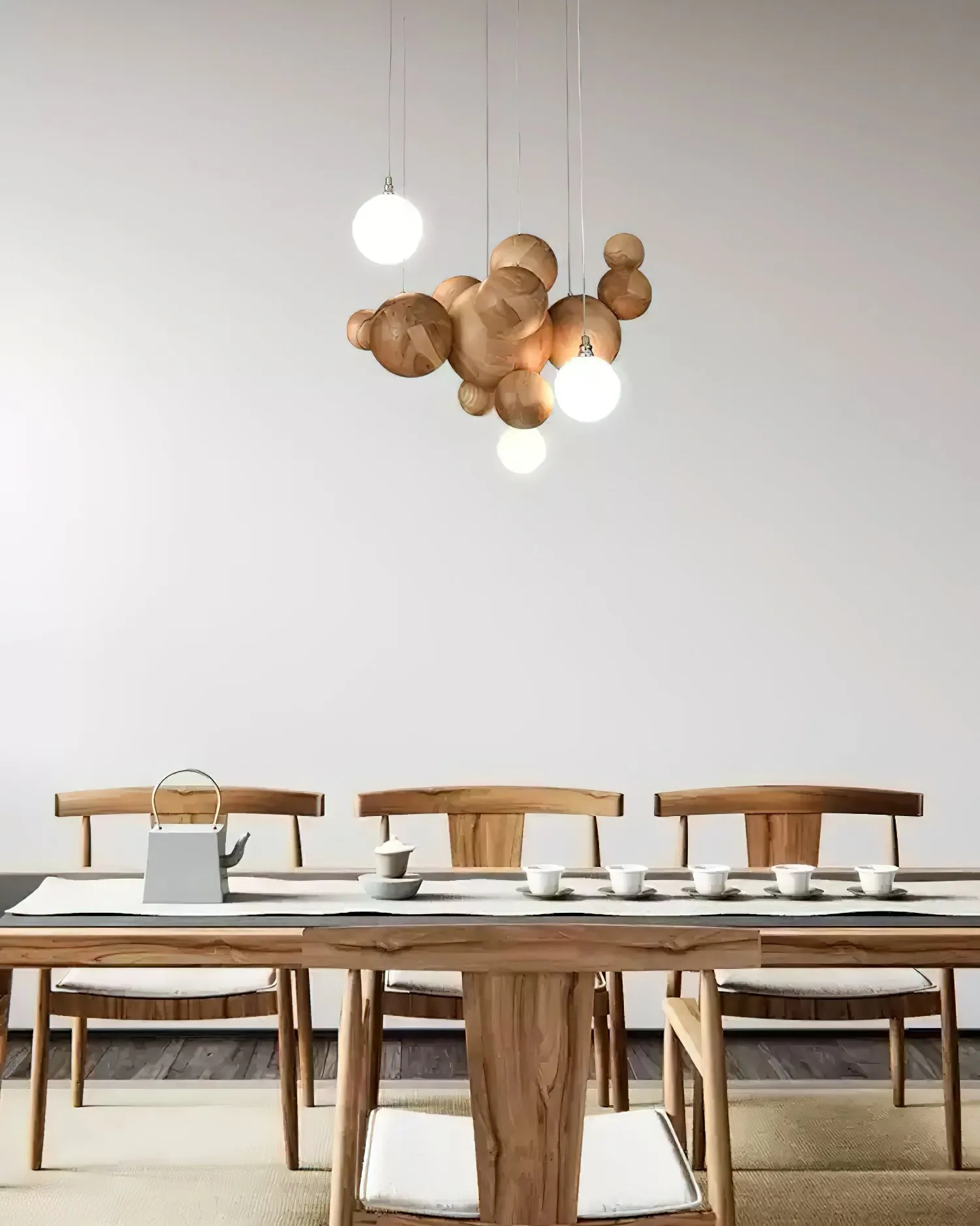 Bubble Wood Balls Chandelier