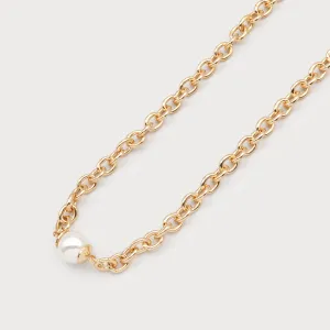 Caracol Choker Necklace In Metal With Pearl - 1699