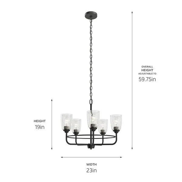 Carlo 23" 5 Light Chandelier Black #82351