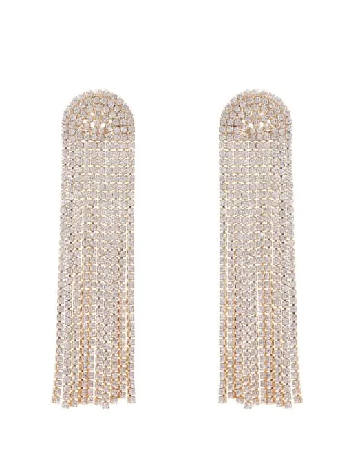 Chandelier Statement Earrings, 18k Gold Plated Stainless Steel Diamond CZ Long Tassel Event Earrings