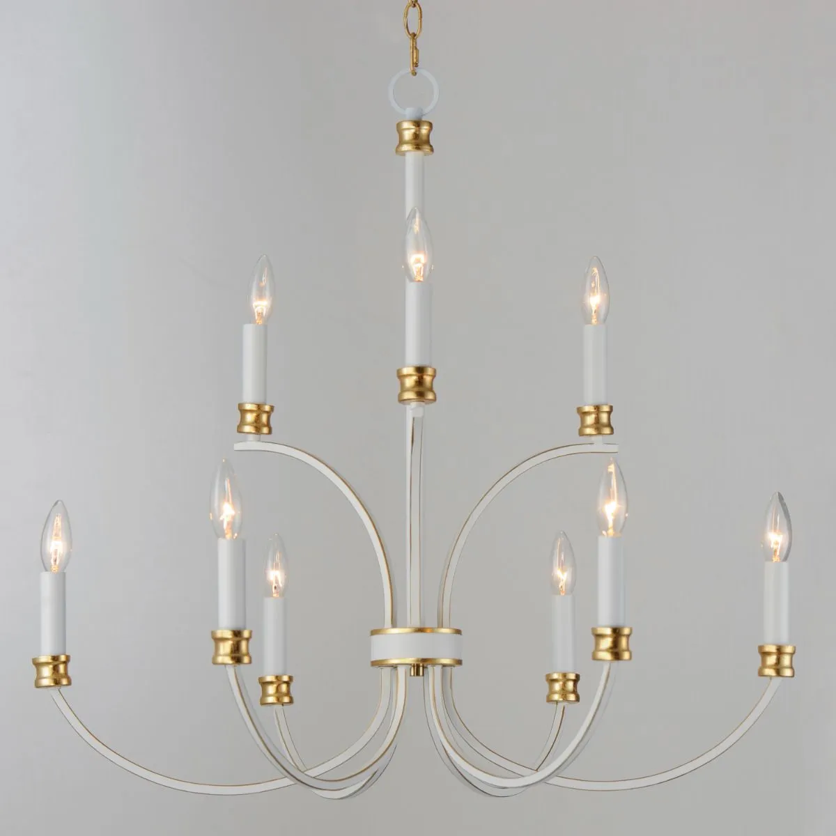 Charlton 30 in. 8 Lights Chandelier White & Gold Finish