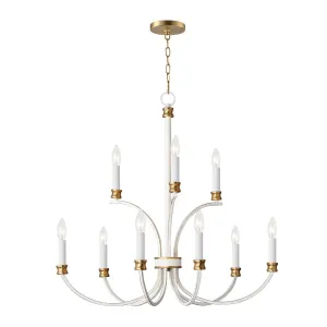 Charlton 30 in. 8 Lights Chandelier White & Gold Finish