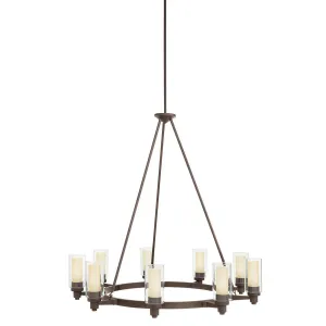 Circolo 36" 9-Light Chandelier 1-Tier with Clear Glass, Olde Bronze Finish