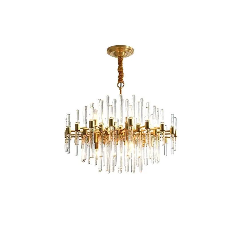 Clear Glass Rods Brass Chandelier