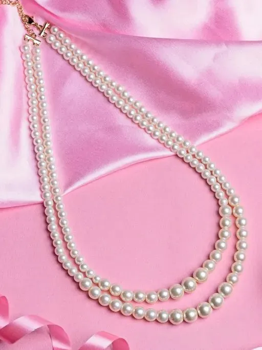 Combo Of 2 Charming Double Line Pearl Necklace for Women