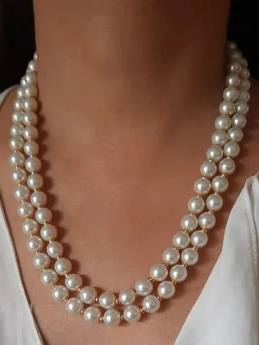 Combo Of 2 Charming Double Line Pearl Necklace for Women