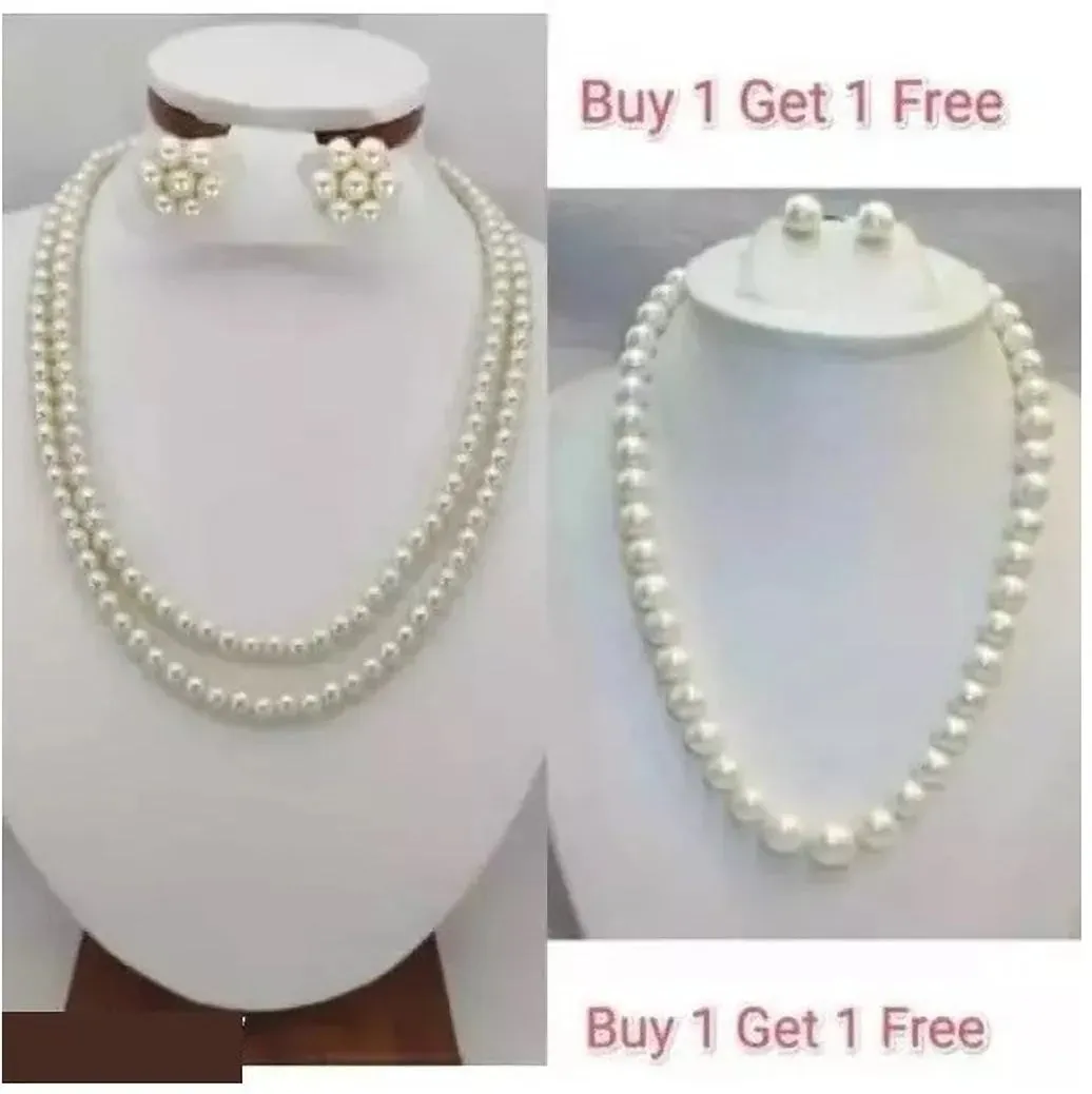 Combo Of 2 Charming Double Line Pearl Necklace for Women