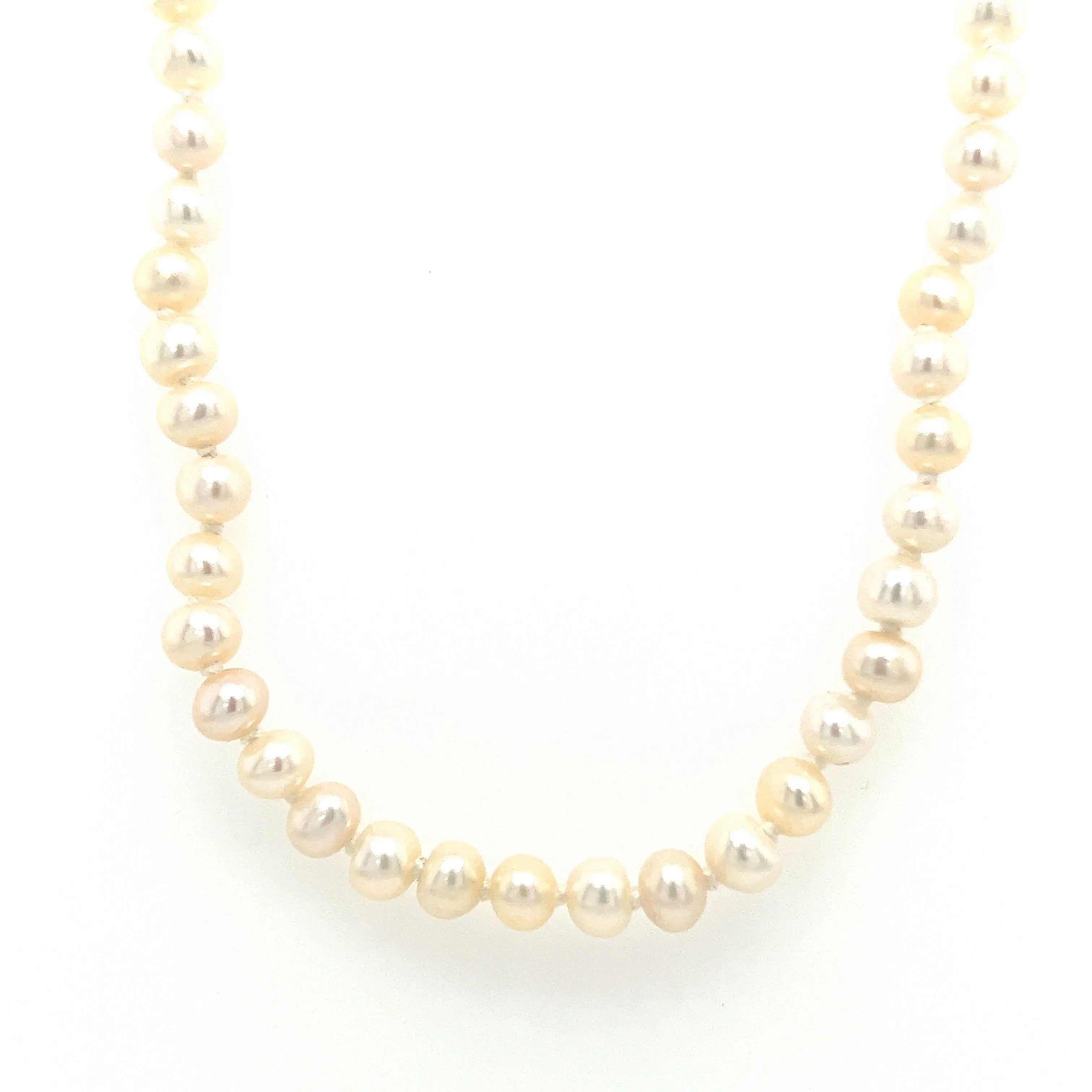 Cultured White Freshwater Pearl Necklace with 14K Yellow Gold Clasp