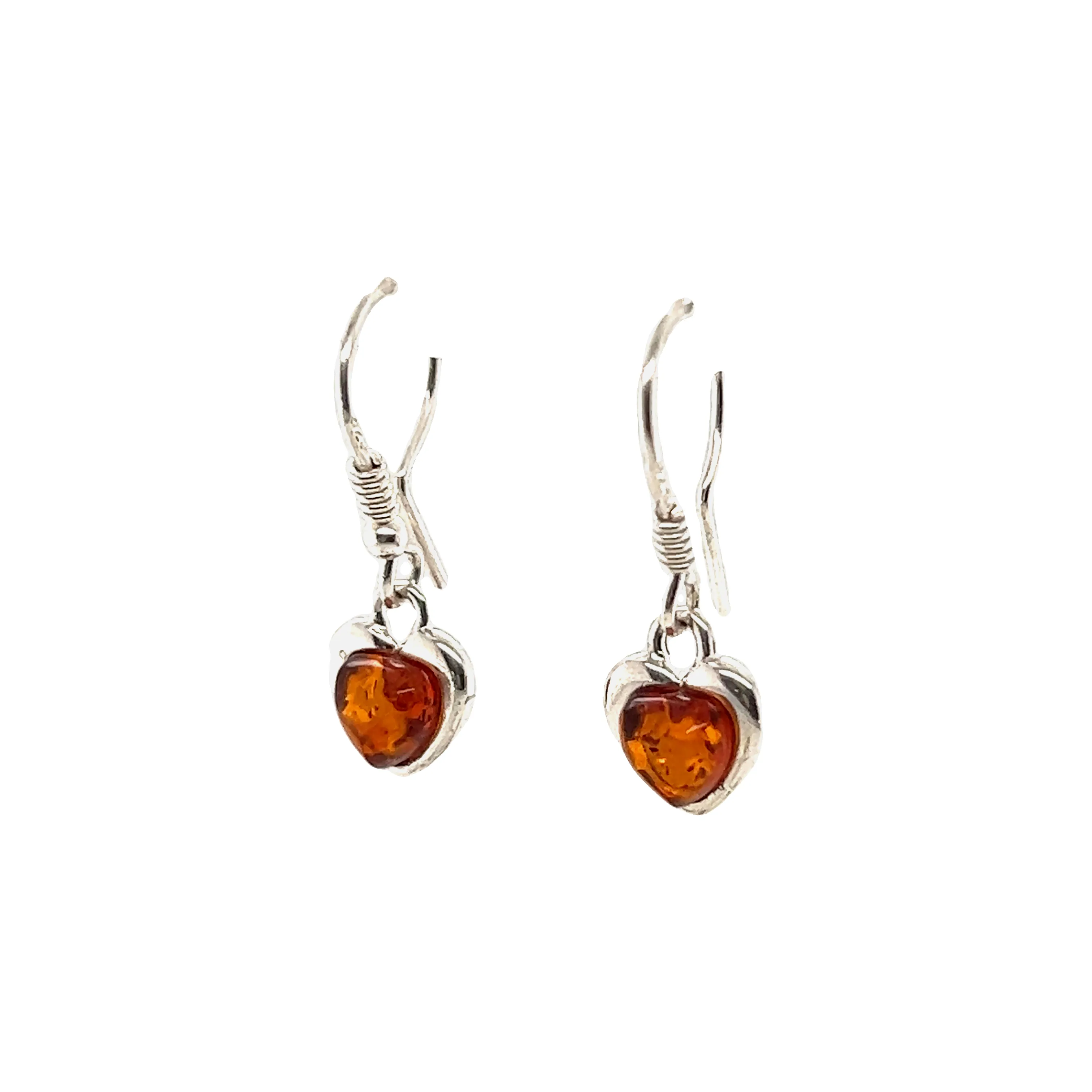 Dainty Amber Heart Earrings