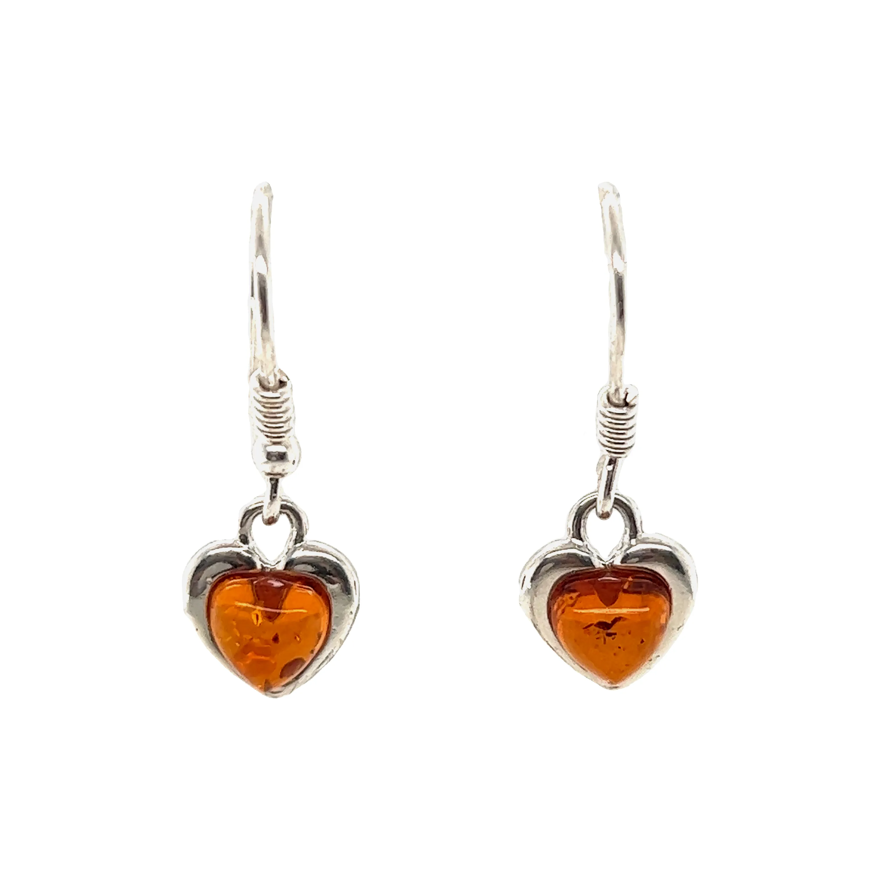 Dainty Amber Heart Earrings