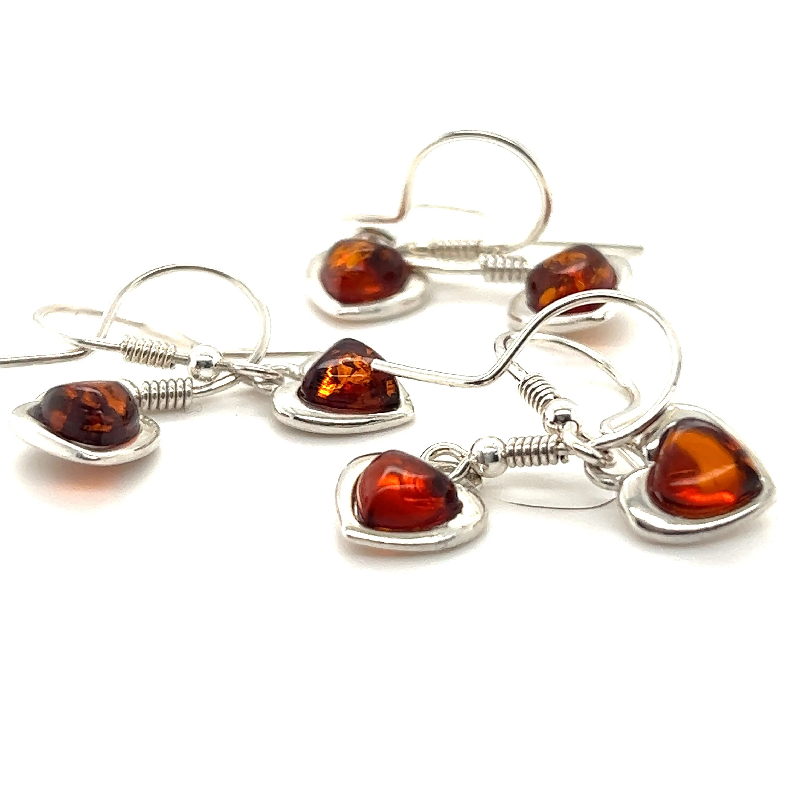 Dainty Amber Heart Earrings