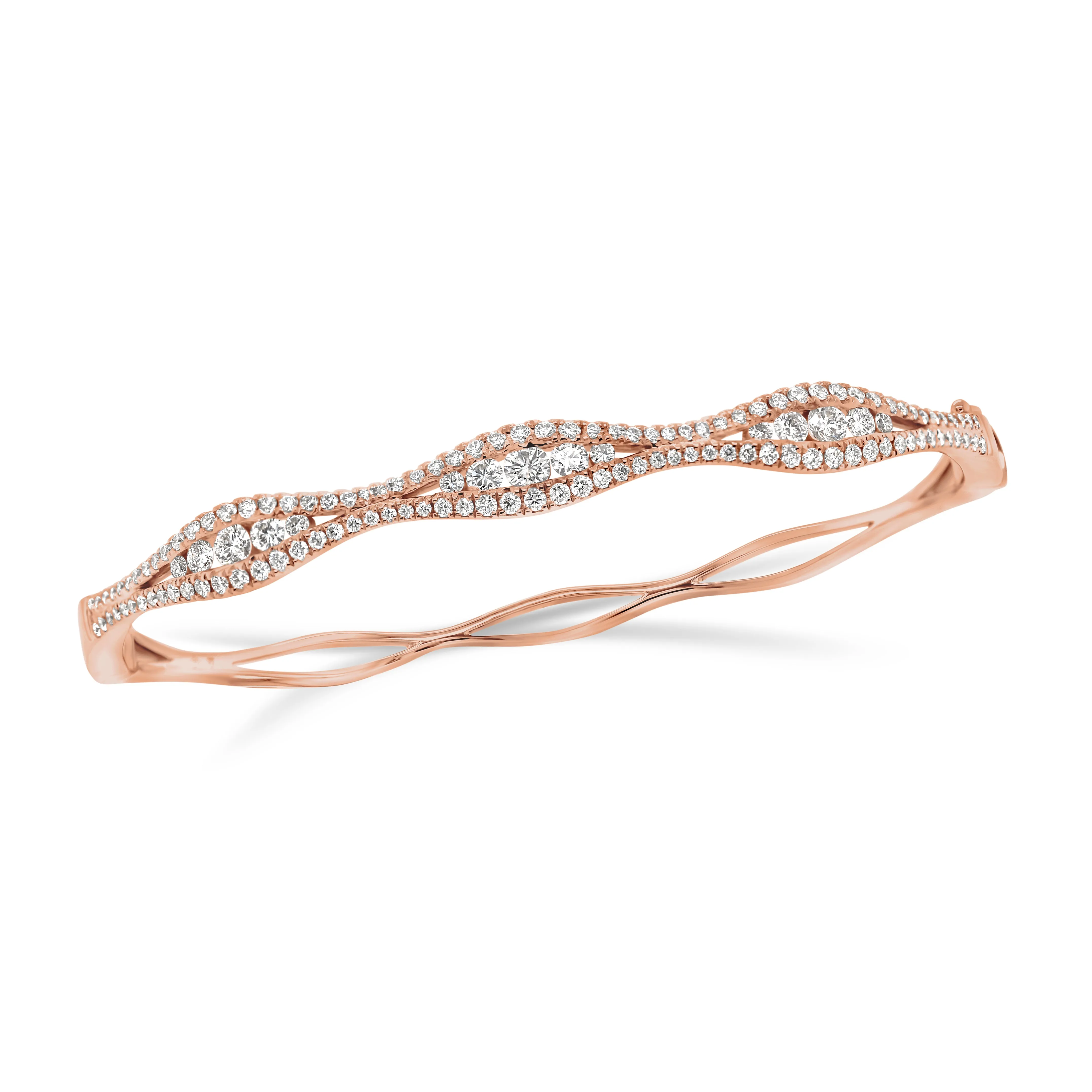 Diamond Open Wave Bangle Bracelet