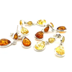 Double Teardrop Baltic Amber Earrings