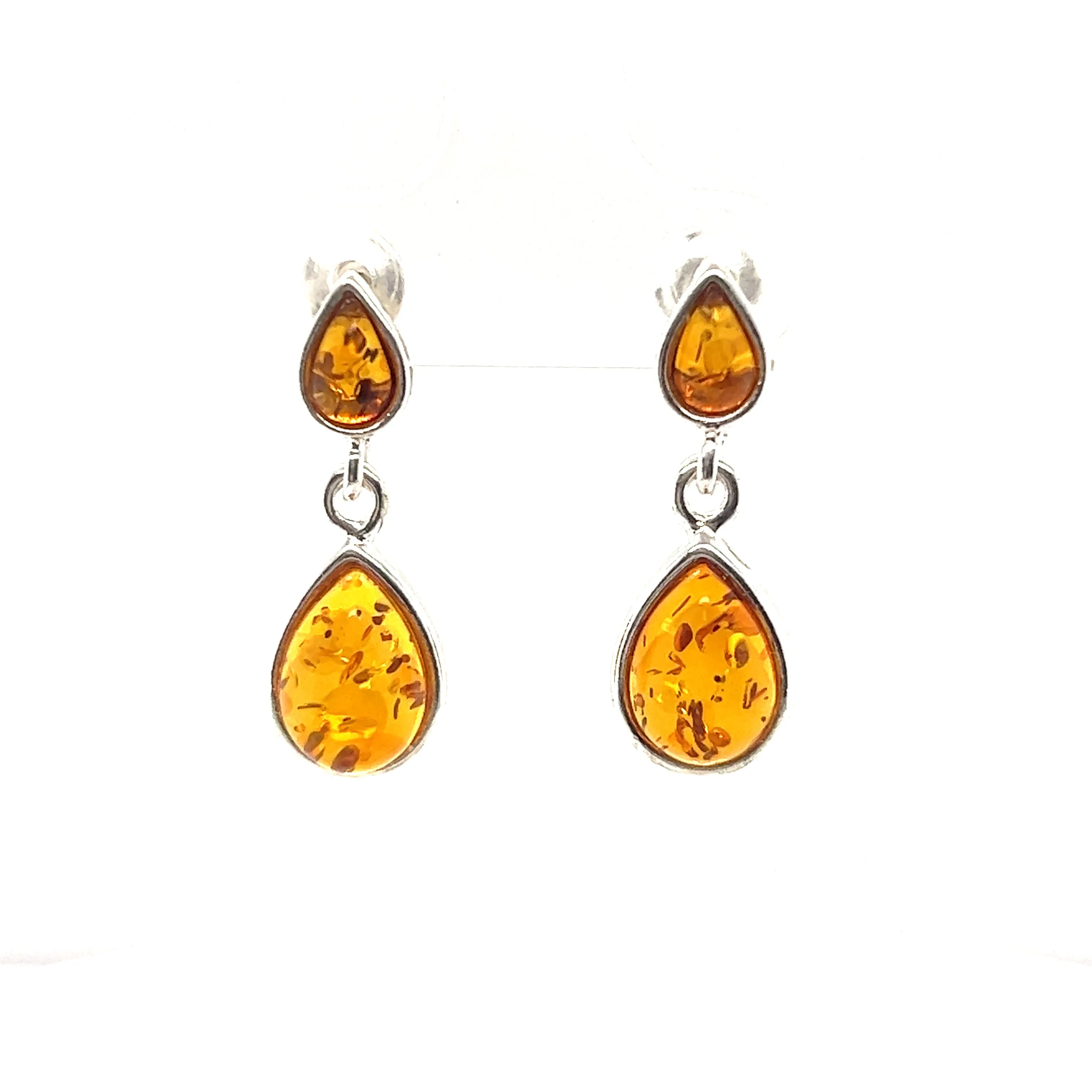 Double Teardrop Baltic Amber Earrings