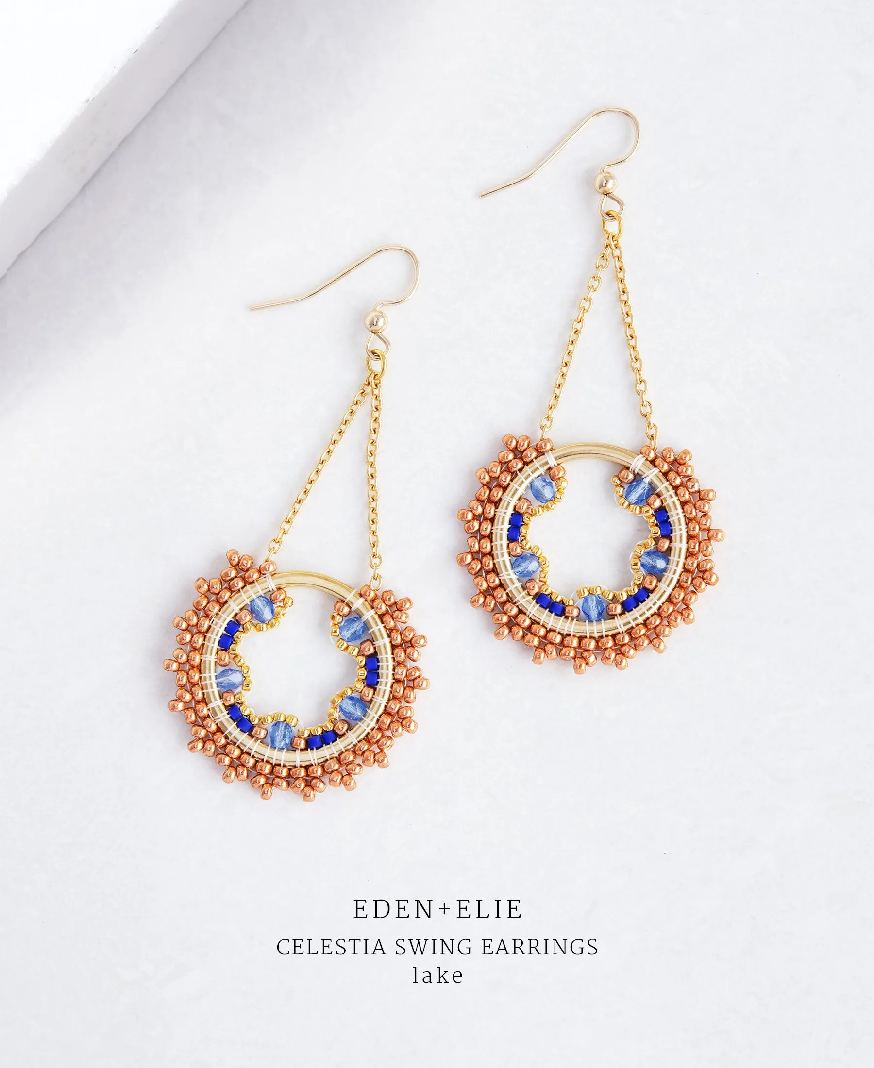 EDEN   ELIE Celestia Swing Earrings - lake blue