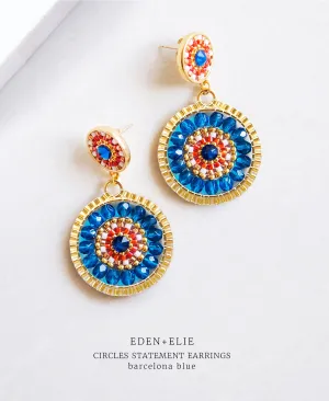 EDEN   ELIE Double Circle Statement Drop Earrings - barcelona blue