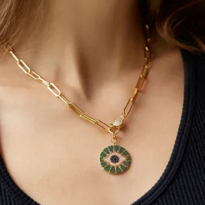 Emerald Evil Eye Pendant Necklace