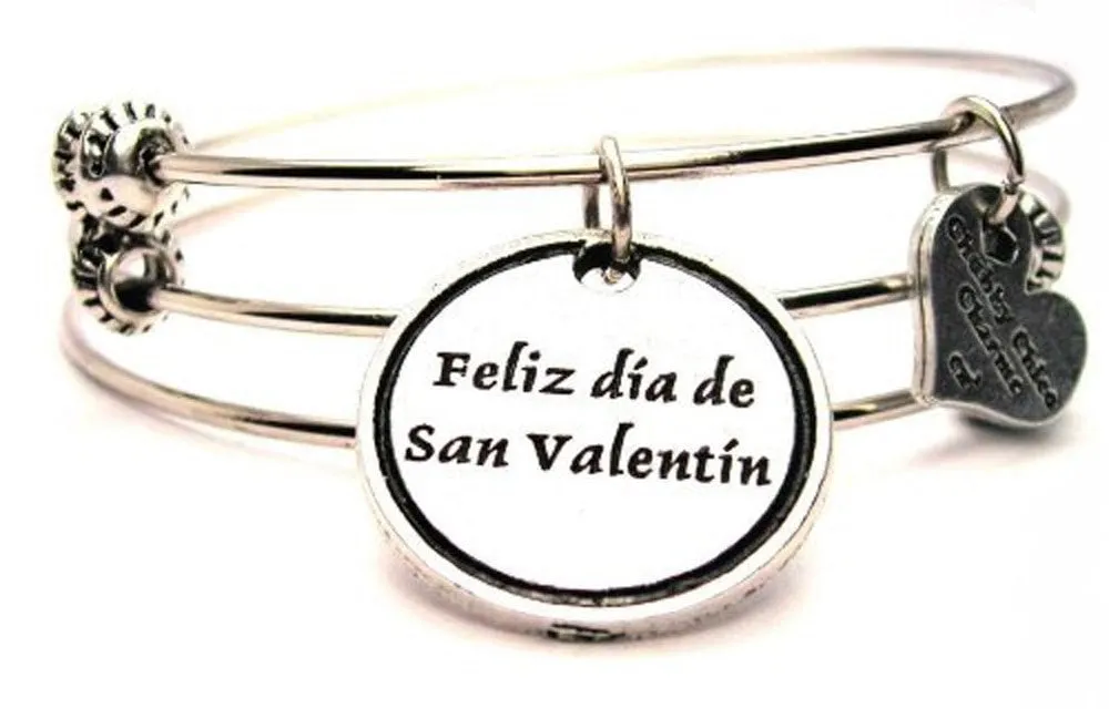 Feliz dia de San Valentin Triple Style Expandable Bangle Bracelet