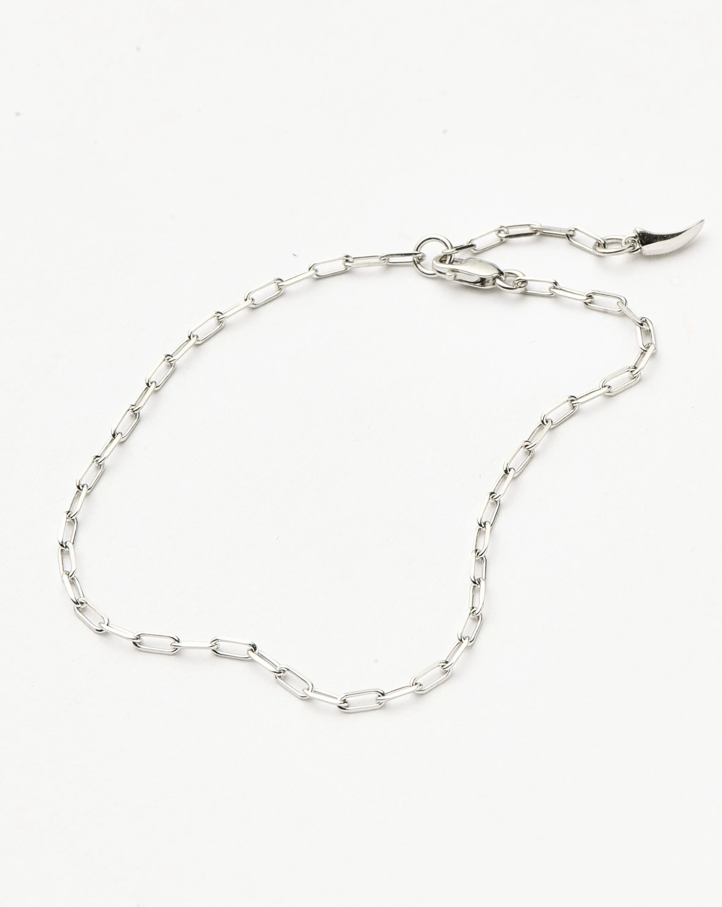 Fine Classic Paperclip Chain Bracelet | 14ct Solid White Gold