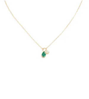 Forever & Always a Pair : Emerald & Diamond Fine Belcher Stationary Necklace