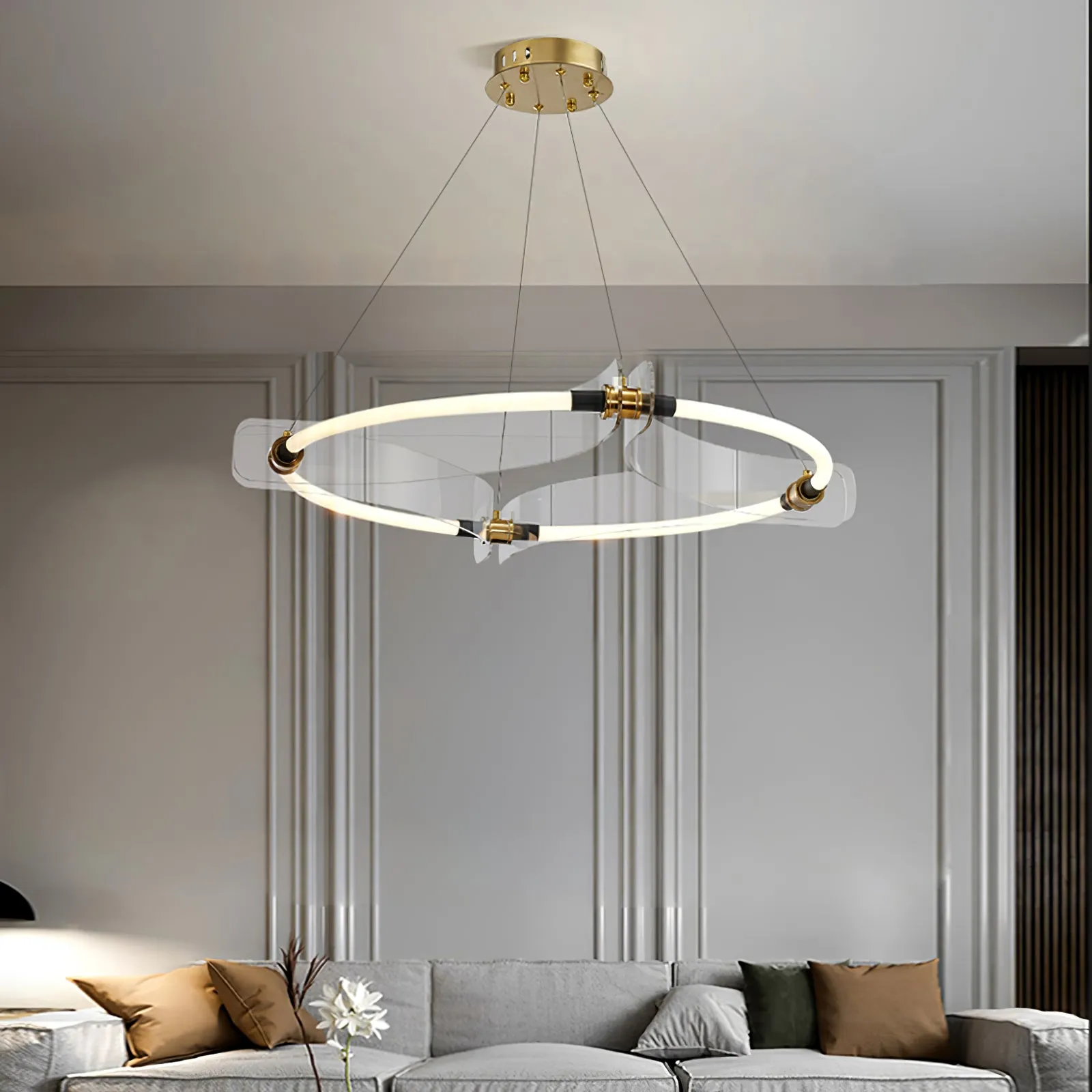 Four Acrylics Round Chandelier