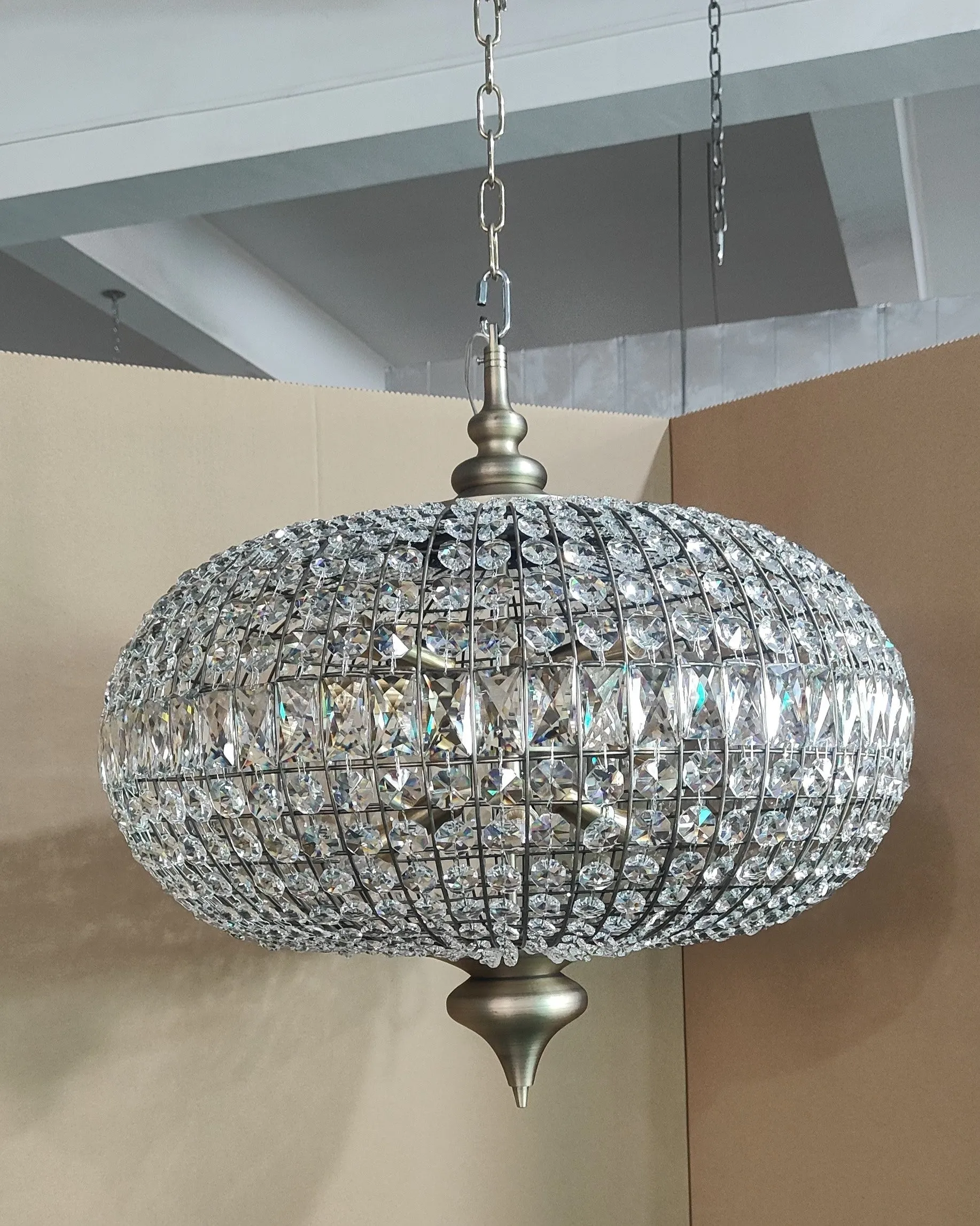 French Empire Vintage Bead Ellipsoid Crystal Chandelier for Living Room/Bedroom