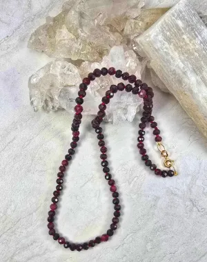 Garnet Knotted wit Red Thread Necklace #8106