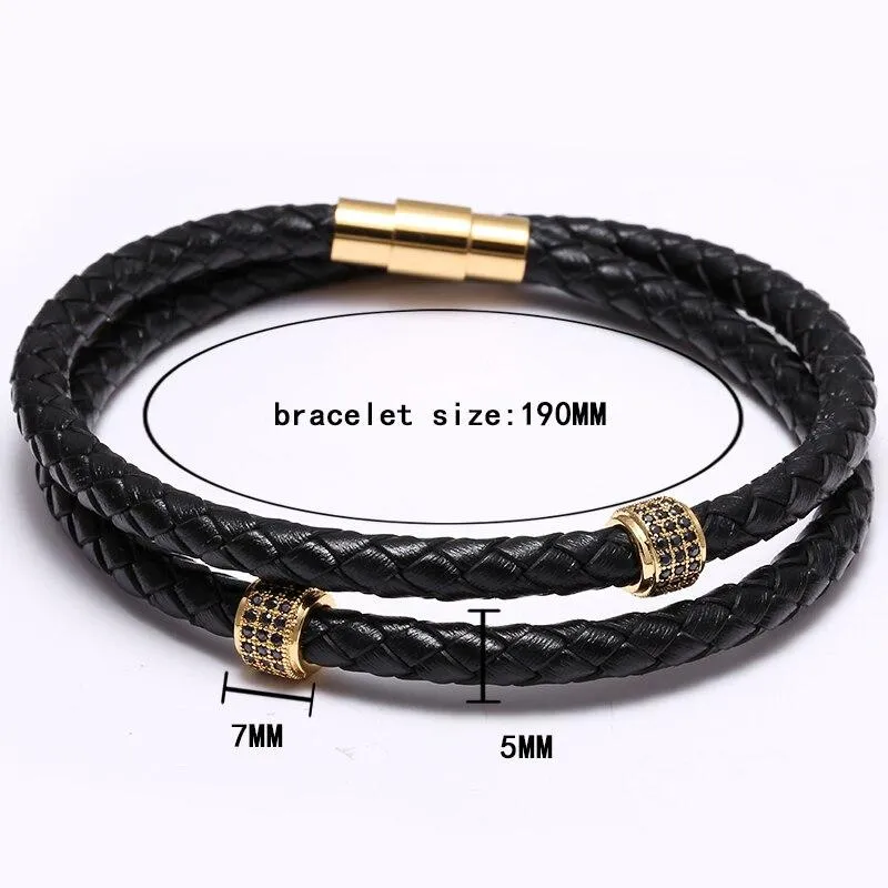 Giulio Braided Leather Bracelet With Magnetic Clasp