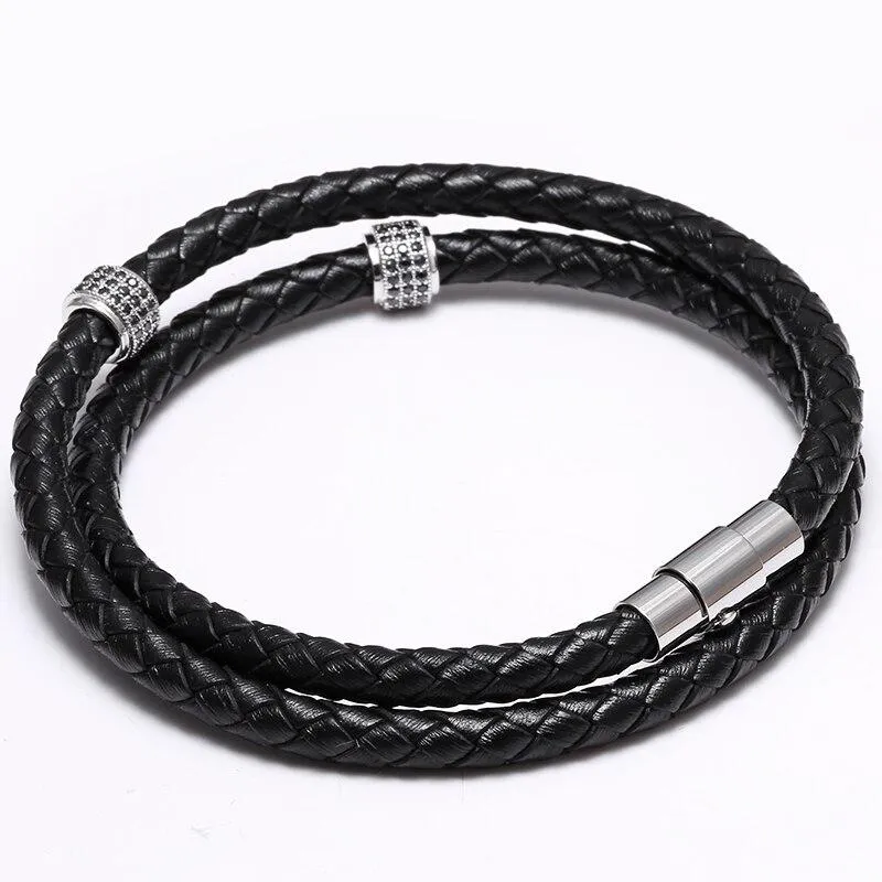 Giulio Braided Leather Bracelet With Magnetic Clasp