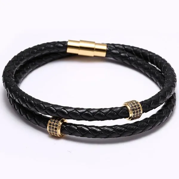 Giulio Braided Leather Bracelet With Magnetic Clasp