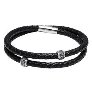 Giulio Braided Leather Bracelet With Magnetic Clasp