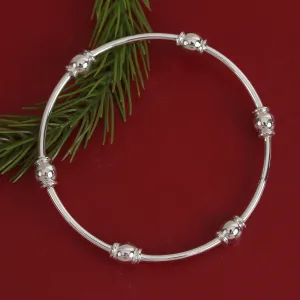 Gleaming Sterling Silver Bangle Bracelet from Mexico - Six Beads | NOVICA