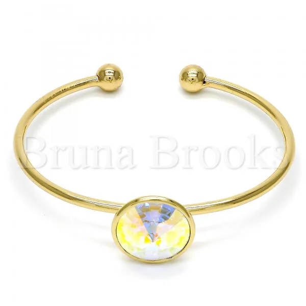 Gold Layered Individual Bangle, with Swarovski Crystals, Golden Tone