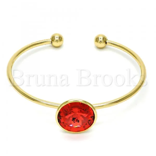 Gold Layered Individual Bangle, with Swarovski Crystals, Golden Tone