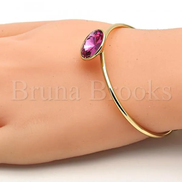 Gold Layered Individual Bangle, with Swarovski Crystals, Golden Tone