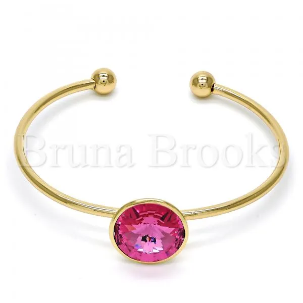 Gold Layered Individual Bangle, with Swarovski Crystals, Golden Tone